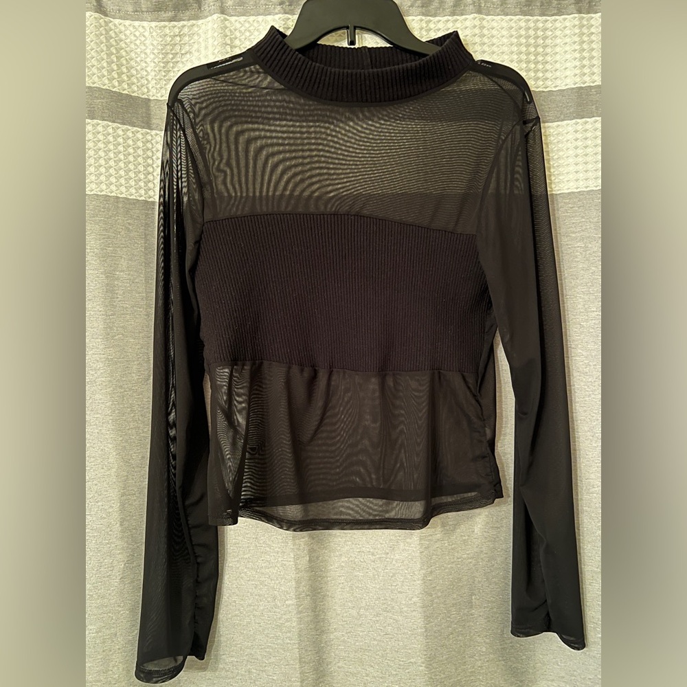 Fashion Nova Curvy Women’s Black Long Sleeve Sheer Blouse | 1X